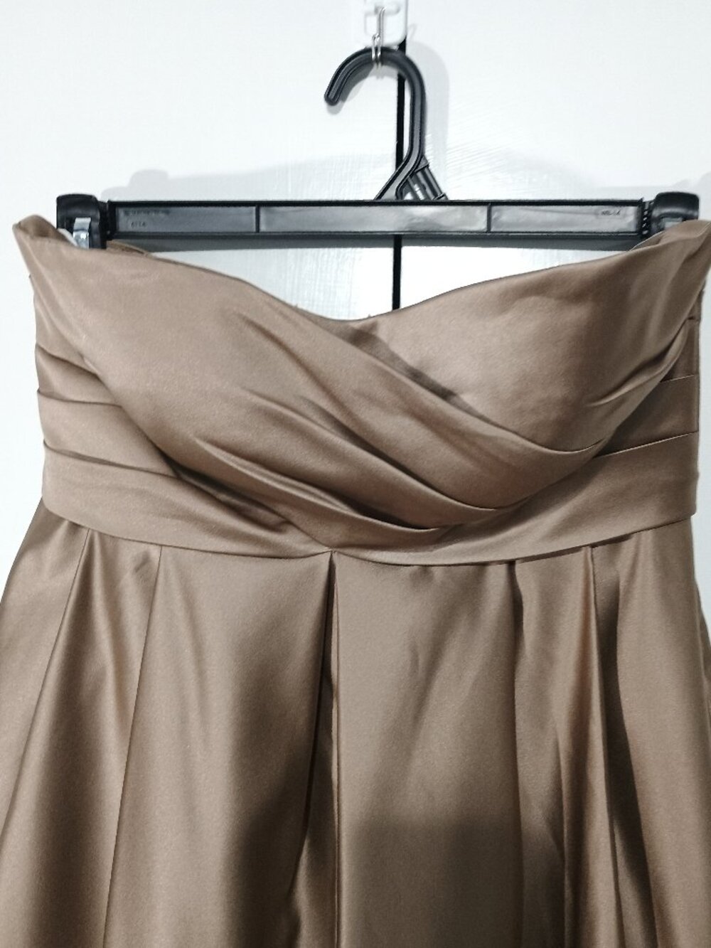 Bill Levkoff Size 8 Taupe Satin Strapless Cocktail Dress Bridesmaid Formal - Picture 4 of 9
